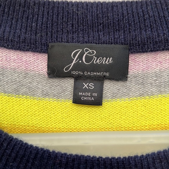 Long-sleeve everyday cashmere crewneck sweater in multistripe, XS - Picture 2 of 4